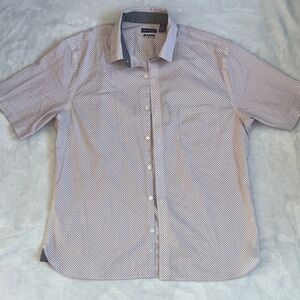 Men's Short Sleeve Patterned Shirt - White Gray and red